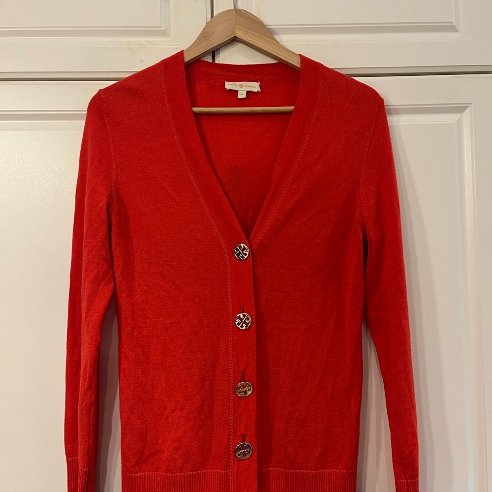 Tory Burch Red Cardigan Sweater